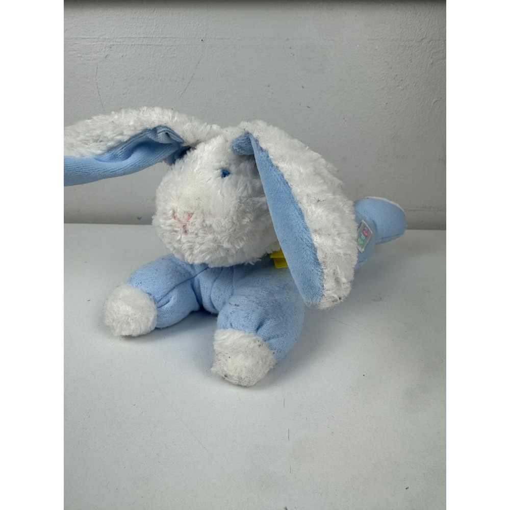 Vintage‎ Eden Blue White Plush Bunny Rabbit Floppy Ear Stuffed Animal Toy AF-843